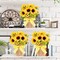 3 Pack Artificial Potted Sunflowers – Faux Sunflower Plants in Burlap Bag Pots, Small Plastic Floral Decor for Spring & Summer Home, Farmhouse, Kitchen, Office Indoor/Outdoor Table Decoration